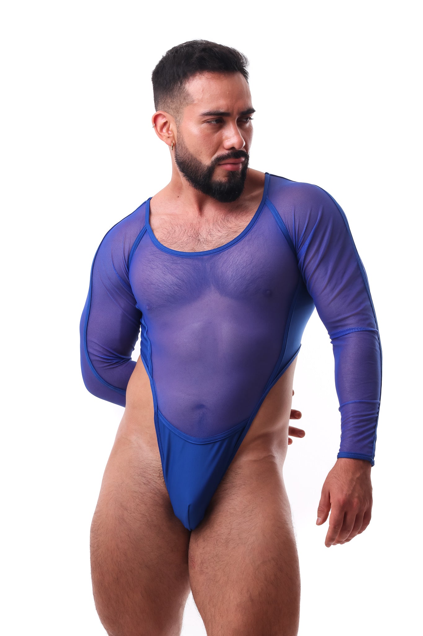 Thong-Bodysuit Long Azul