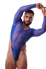 Thong-Bodysuit Long Azul